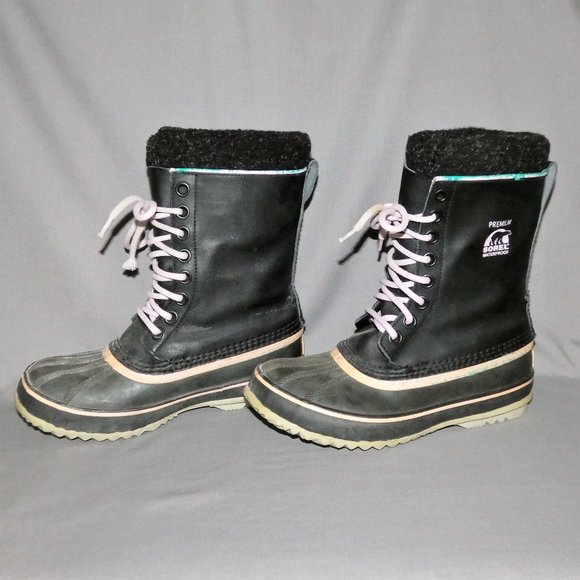 Sorel 1964 Premium Cuff Black Waterproof Lined Lace Up Snow Boots - Picture 4 of 11